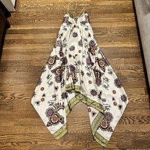 Rubber Ducky Productions silk handkerchief hem dress.